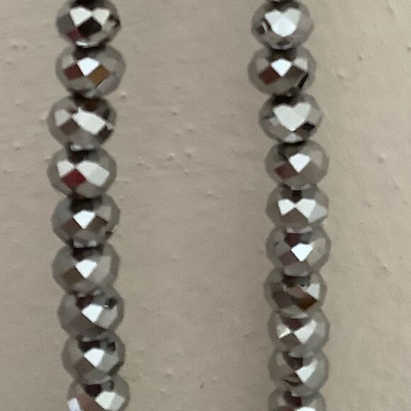 crystal SILVER FACETED BEADS WOMAN HAND MADE NECKLACE - Picture 6 of 13